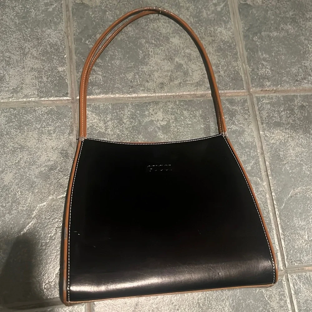Gucci | Bags | Vintage 96s Gucci Black And Brown Leather Shoulder